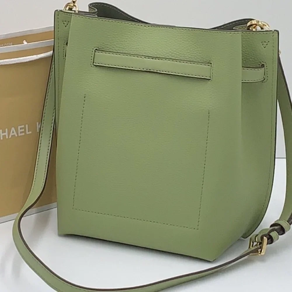 Michael Kors Emilia Small Bucket Bag Messenger Leather Light Sage - Picture 2 of 16